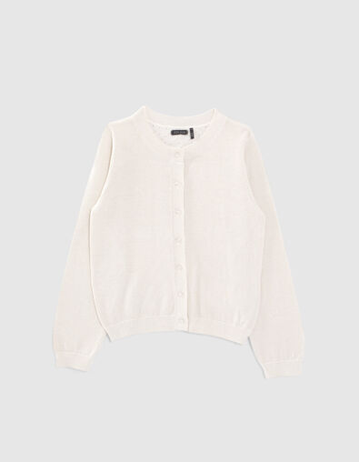 Cardigan écru tricot lurex fantaisie dos fille - IKKS