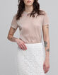 Women’s nude lurex T-shirt with animal print-2