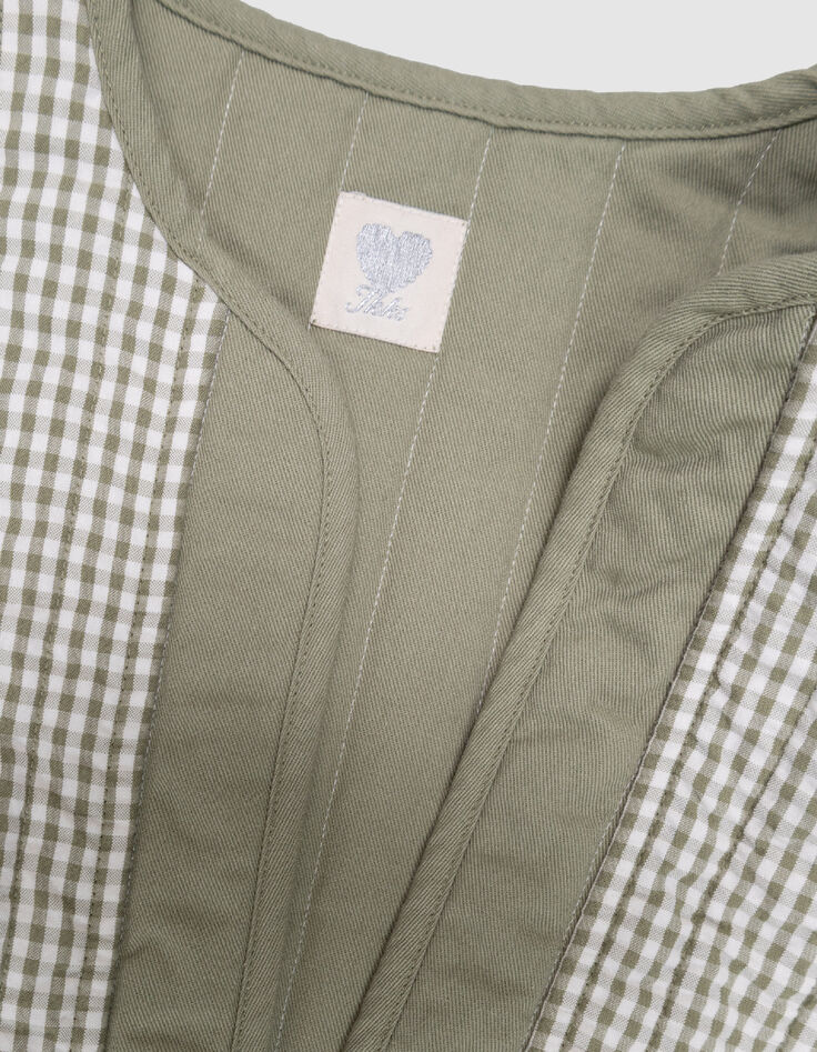 &Auml;rmellose, wendbare Weste in Khaki und Gingham M&auml;dchen-7