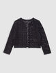 Schwarze Jacke mit offenem Makramee-Stil-6