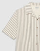 Kurz&auml;rmeliges beige gestreiftes Hemd f&uuml;r Herren-7