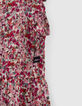 Robe longue fuchsia imprimé fleurs fille-5