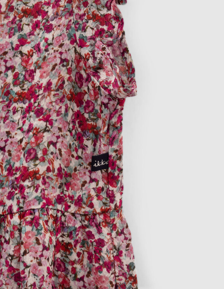 Robe longue fuchsia imprimé fleurs fille-5