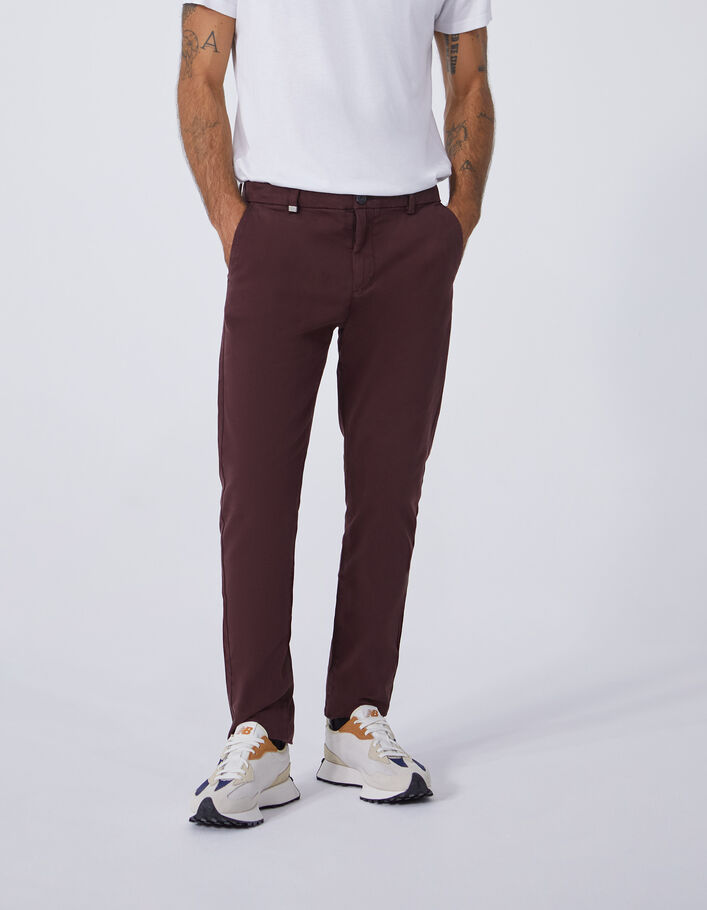 Pantalon chino SLIM burgundy Homme-2