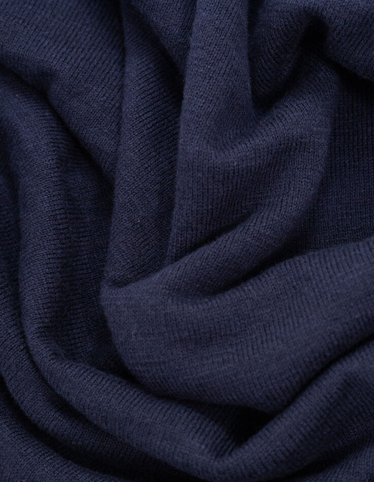 Marineblauer Feinstrick-Pullover für Herren mit Rollkanten-7