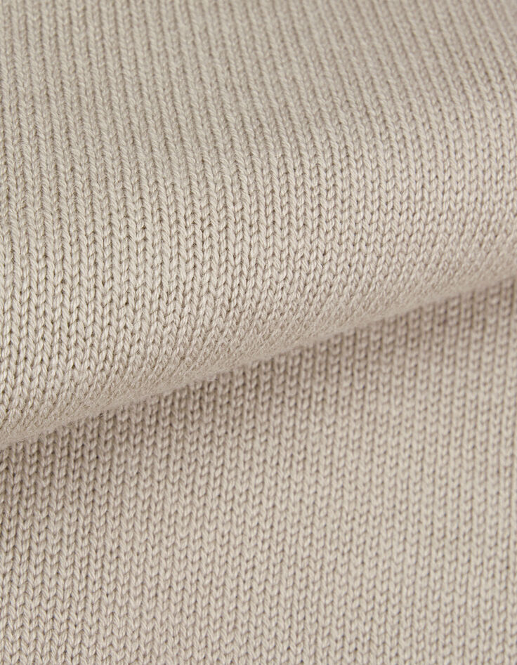 Men's Beige Knitted Sweater with Button-Down Polo Collar-9