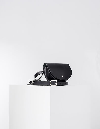 Ceinture fine en cuir noir fantaisie pochette femme - IKKS