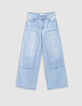 Jean large denim bleu clair effet us&eacute;-6