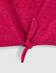 Girls&rsquo; fuchsia T-shirt with rosette and bow-4