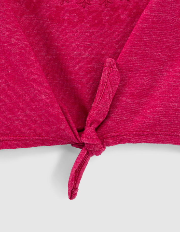 Fuchsia T-shirt rozet met strik voor meisjes - IKKS