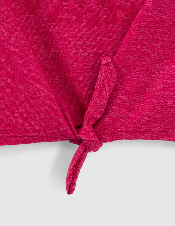 Girls&rsquo; fuchsia T-shirt with rosette and bow-4