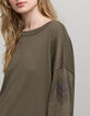 Women’s khaki boat neck sweater with stitch/chain chevron-4