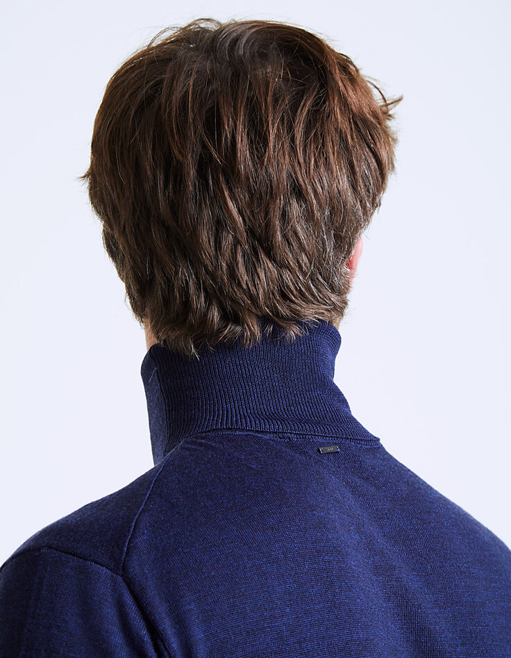 Pull laine marine à col roulé Homme-5
