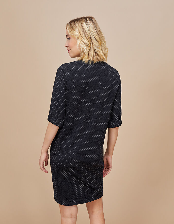 I.Code black pique knit dress with micro hearts - I.CODE