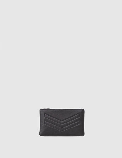 Pochette en cuir d'agneau chevron femme - IKKS