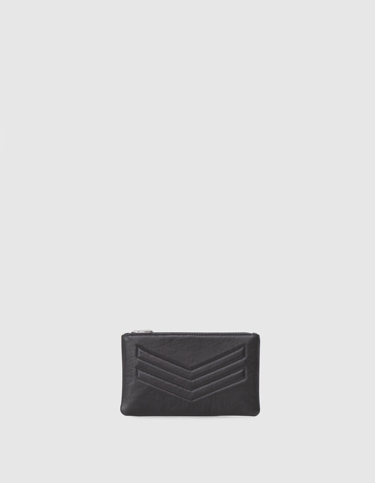 Pochette en cuir d'agneau chevron femme-1