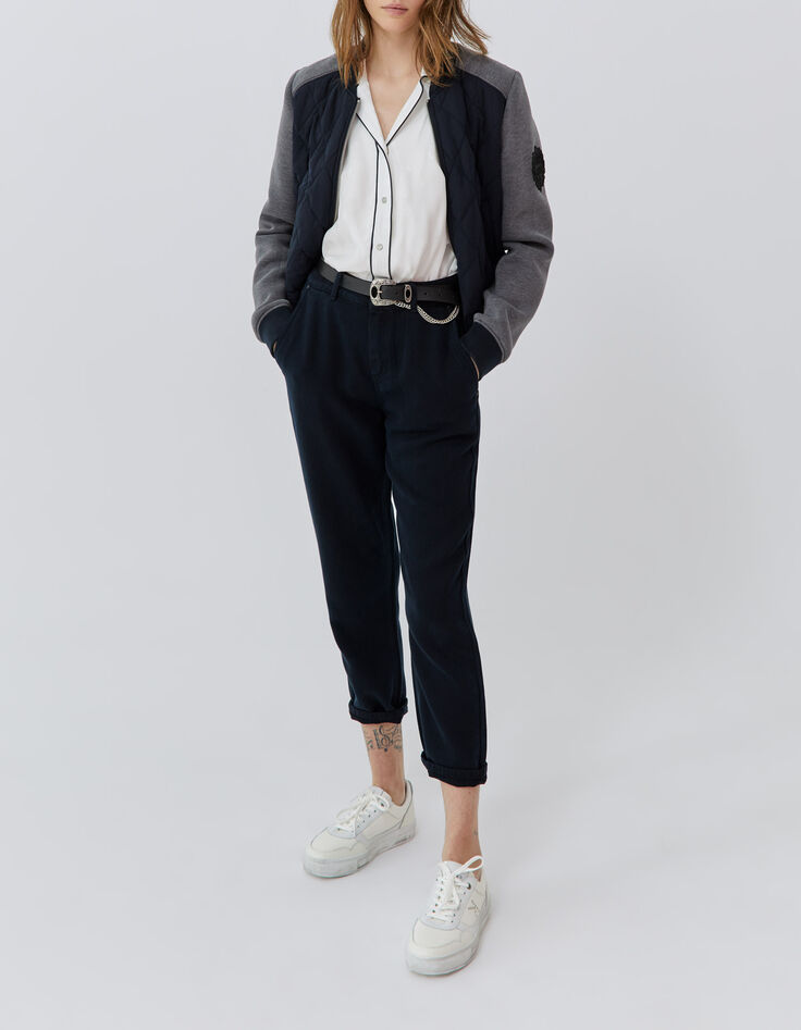 Women off-white shirt with jacquard rock motif-6