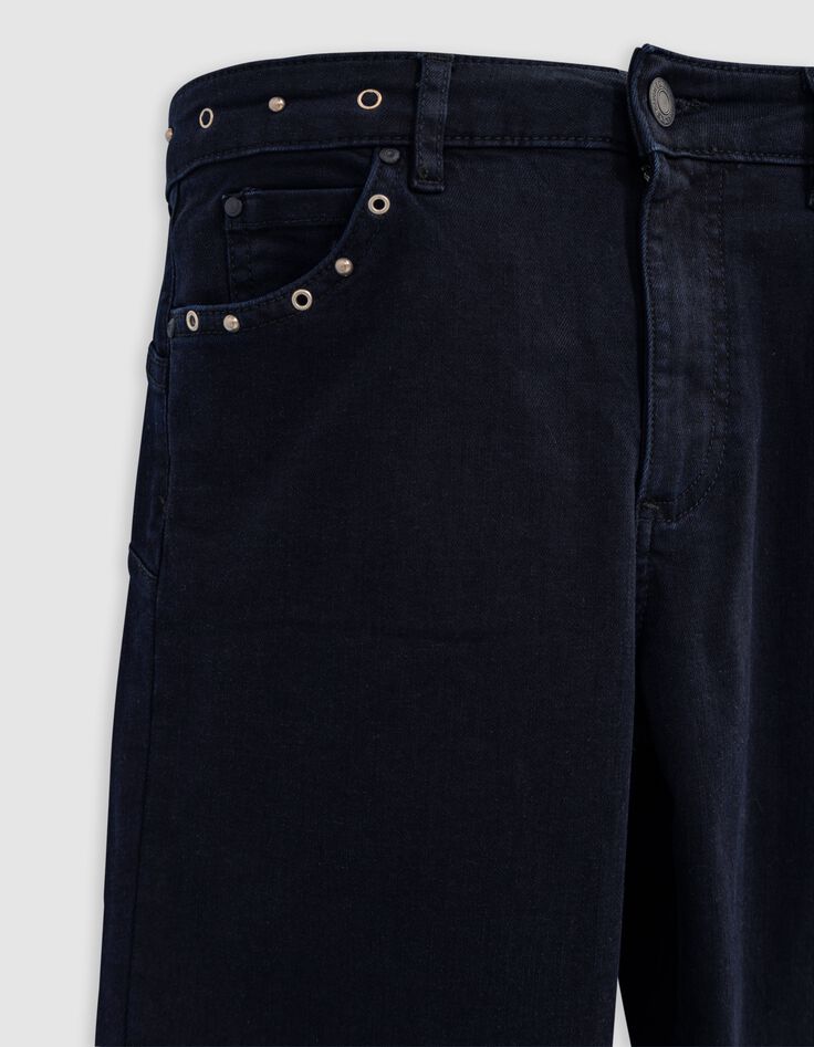 Vaqueros 7/8 slim azul negro powerstretch con tachuelas-6
