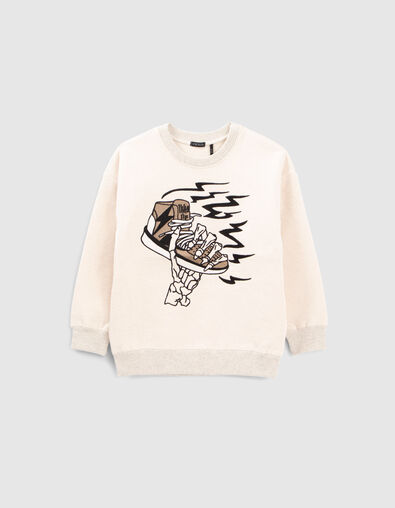 Jungen-Sweatshirt creme, Skelett-/Turnschuhabbildung - IKKS