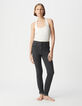 Graue schmale Powerstretch-Jeans mit Schnürungstaschen Damen-2
