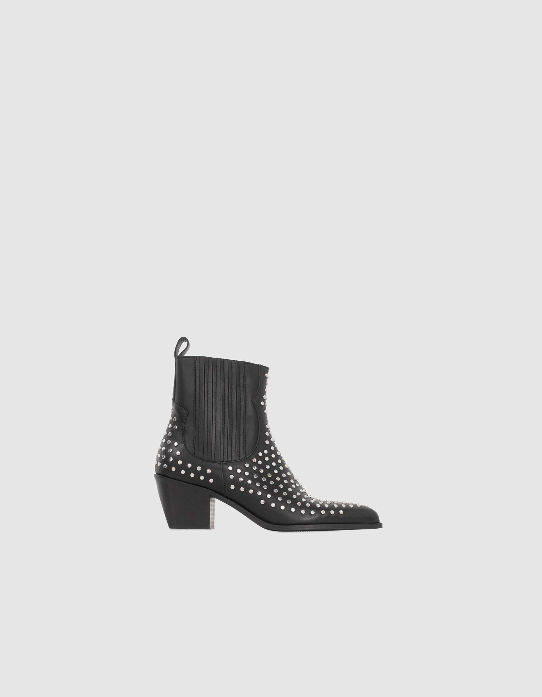 Zwarte leren Chelsea boots studs all-over dames