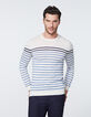 Pull marinière off white à rayures bicolores Homme-2