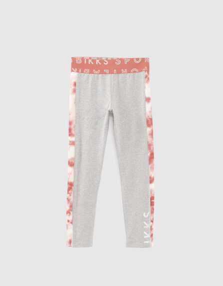 Leggings sport gris bandes tie and dye fille 
