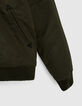 Bomber kaki fourré capuche molleton noir garçon-4