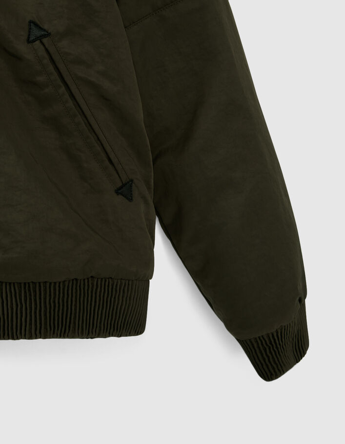Bomber kaki fourré capuche molleton noir garçon-5
