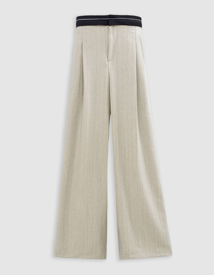 Damen graue Lurexstreifen &auml;rmellose Anzughose-5