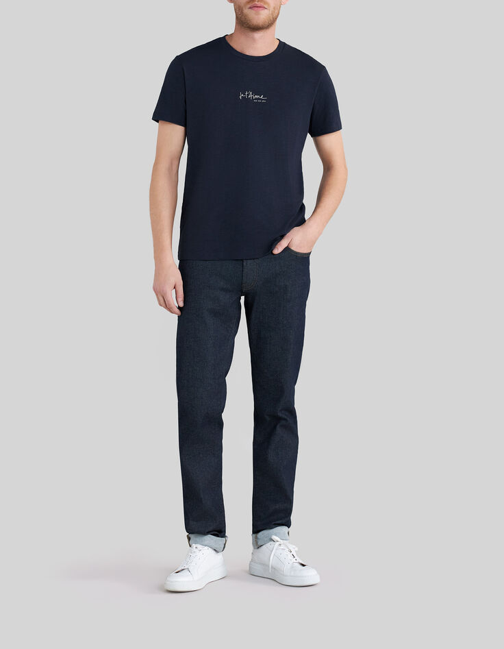 Marineblaues Herren-T-Shirt mit Schriftzug-6