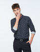 Schwarzes SLIM-Herrenhemd mit Paris-Motiven-3