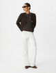 Veste marron lainage boutons militaires Femme-1