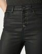 Schwarze Cropped-Jeans für Damen mit sichtbaren Powerstretch-Knöpfen-4