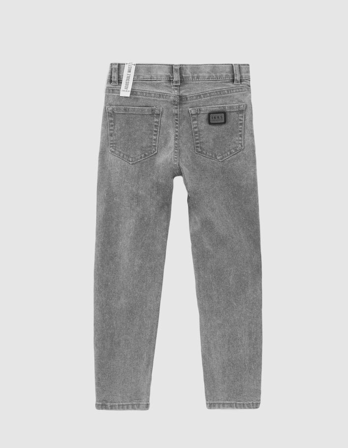 Boys' grey straight jeans with biker seams - IKKS