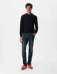 Pull noir col rond tricot 100% laine Homme-1