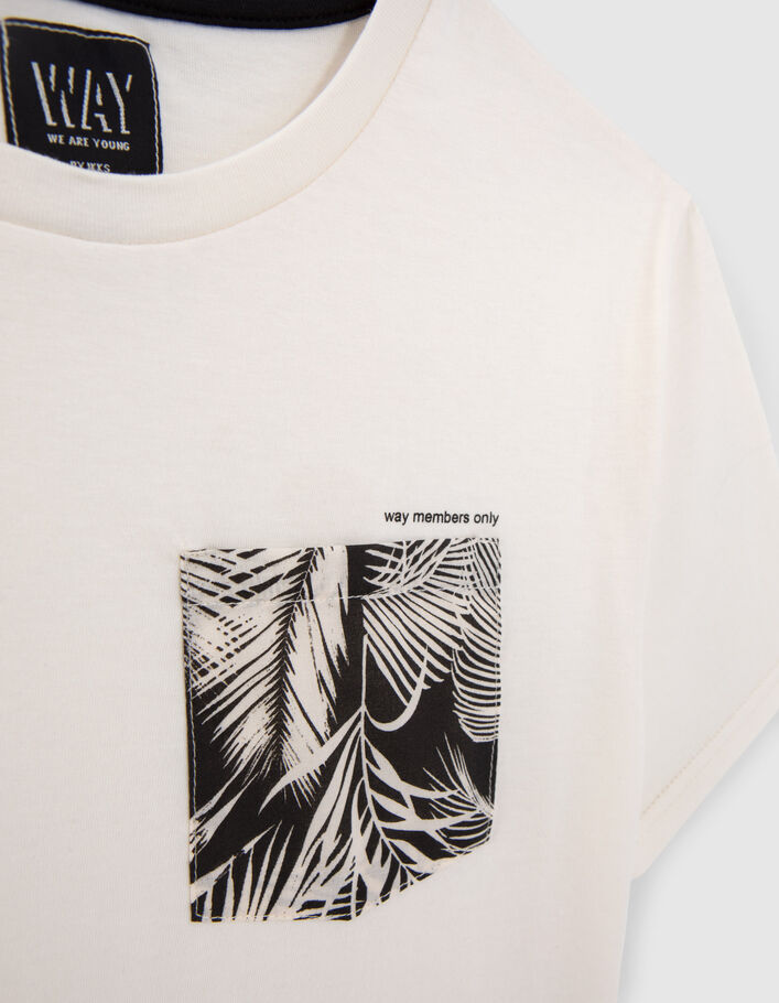 Ecru T-shirt biokatoen zak palmprint jongens - IKKS