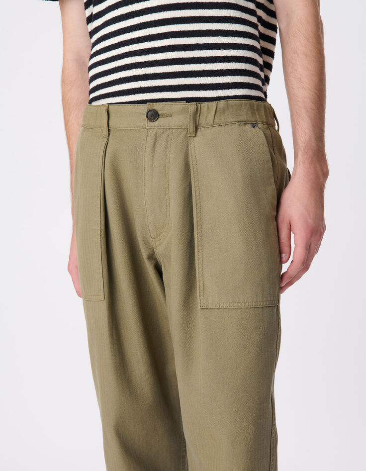 Pantalon charpentier kaki coton bio Homme-5