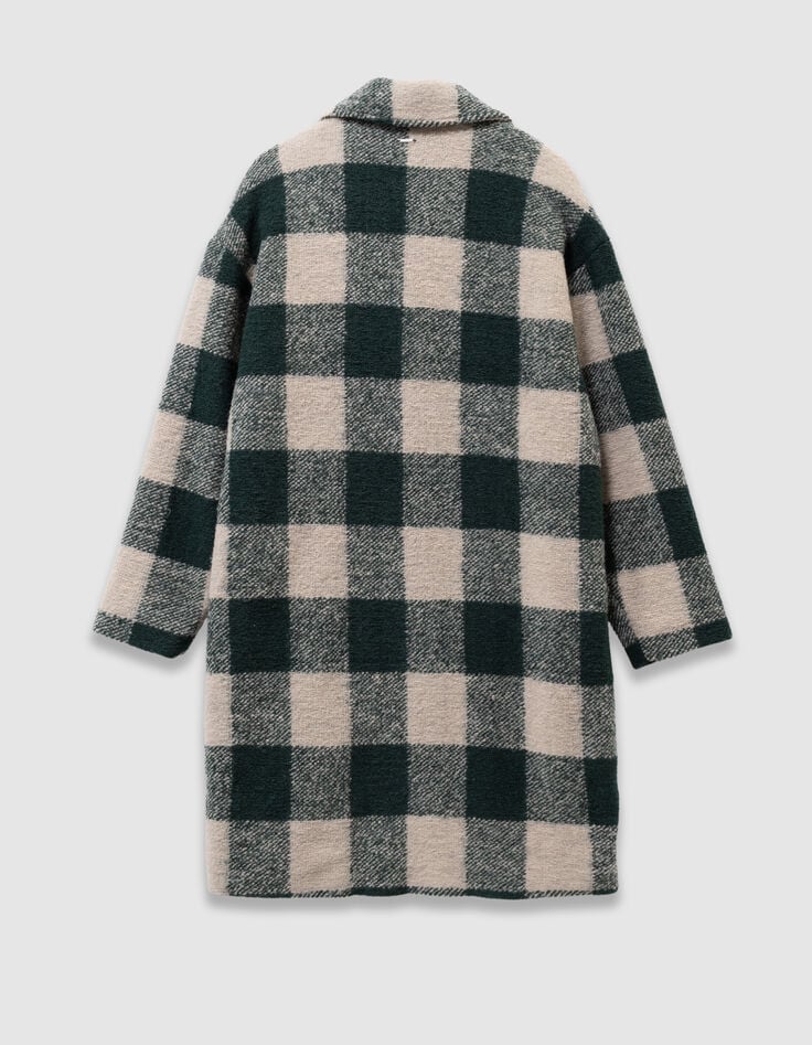 Manteau carreaux vert et écru fille-2