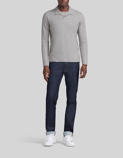 Polo gris medio reciclado cuello trampantojo hombre - IKKS