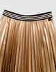 Girl's asymmetrical pleated gold midi skirt-2