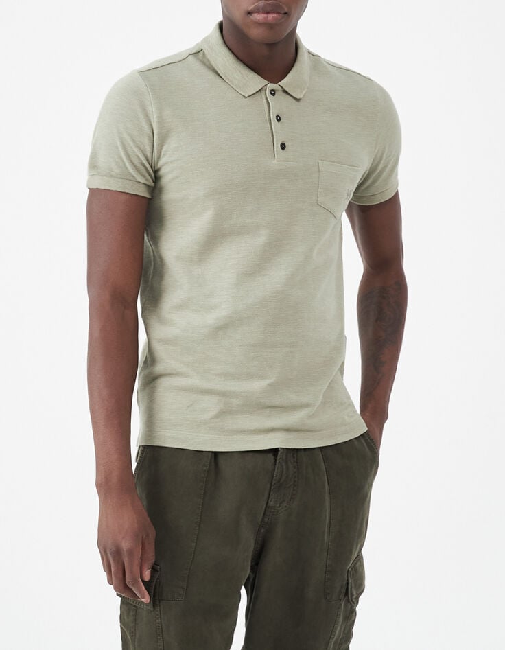 Stone Green Herrenpoloshirt mit Brusttasche-2