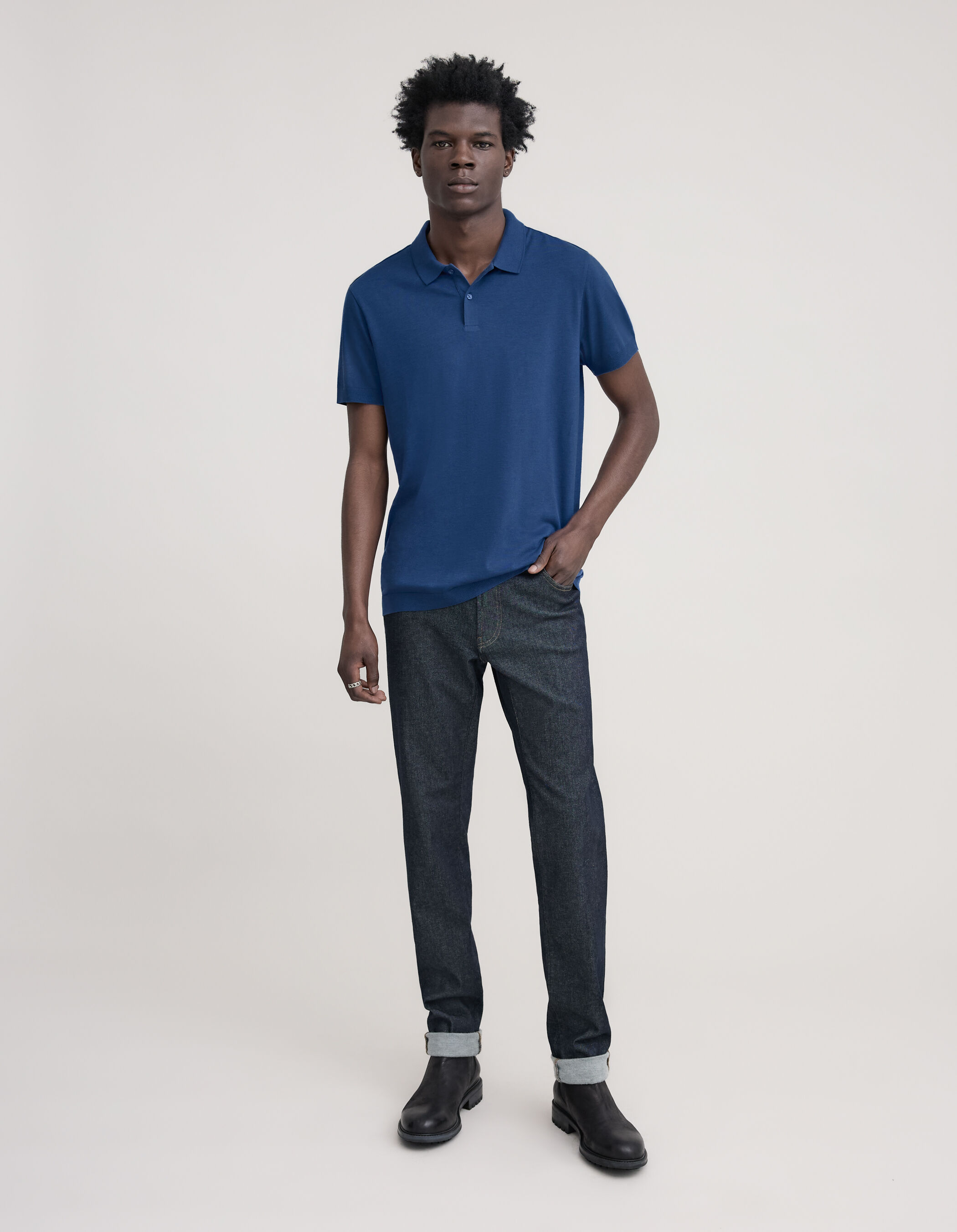 Polo cobalt coton modal Homme IKKS