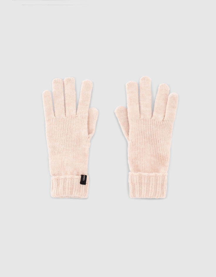 Girls’ pale pink knit gloves-1 Girls’ pale pink knit gloves-1