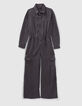 Girls’ grey Lyocell® zipped jumpsuit-1