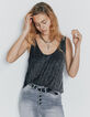 Women’s metallic black vest top with striped straps-2