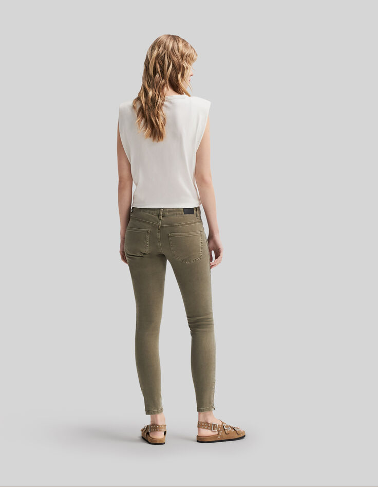 Jean SLIM kaki 7/8ème taille basse femme-5