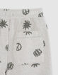 Khaki Jungenbermudas, Frottee, Peace-and-Love-Motive-7