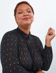 Schwarze Bluse mit goldfarbenen Foil-Blumen I.Code-1