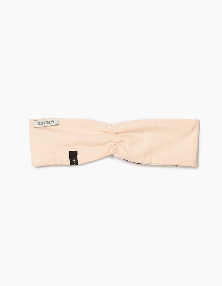 Bandeau réversible rose et imprimé bébé fille -2 Bandeau réversible rose et imprimé bébé fille -2